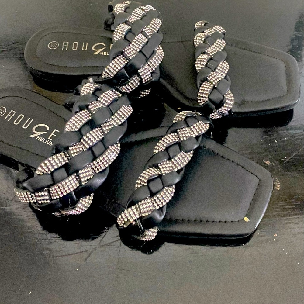 Black & Rhinestone Sandals